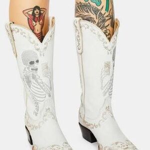 Old Gringo White Skeleton Embroidered Boots